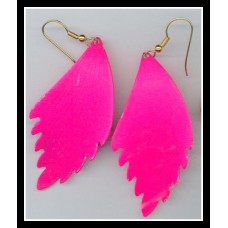 Neon Pink Leaf Earrings 